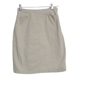 Talbots Womens Skirt Size 2 Beige Cotton Pockets Knee Length